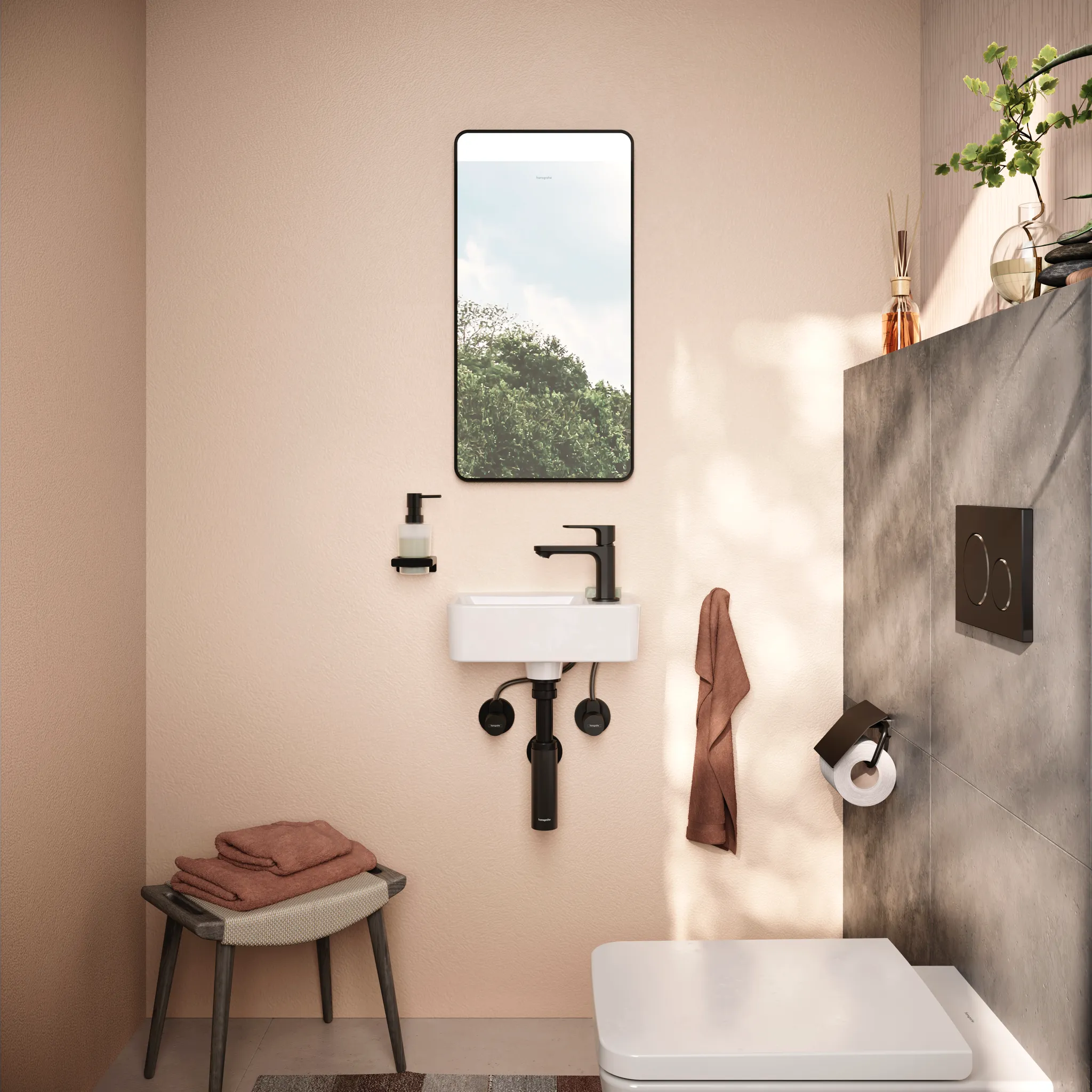 Hansgrohe Xarita Lite Q Spiegel mit horizontaler LED-Beleuchtung, Mattschwarz Hansgrohe Xarita Lite Q Spiegel mit horizontaler LED-Beleuchtung, Mattschwarz