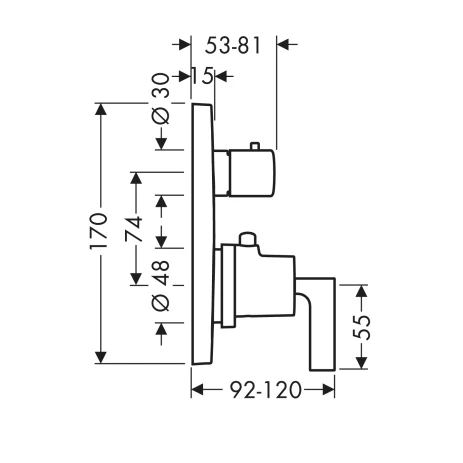 Thermostat UP Axor Citterio F-Set chrom m.Absperr-u.Umstellvtl./Hebelgriff