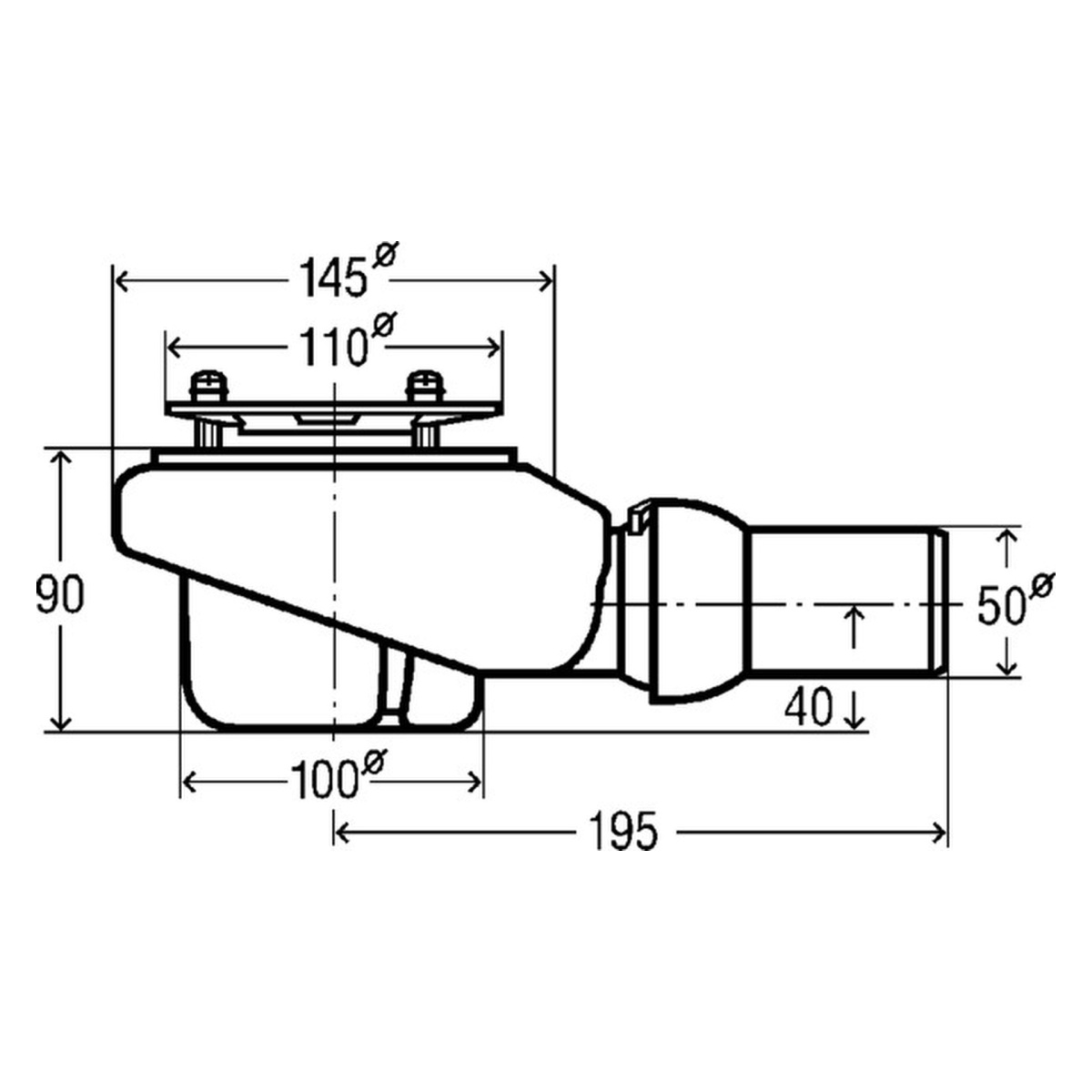 Viega Ablaufgarnitur Modell 6960.1 „Tempoplex Plus“ 9 cm, mit Ablaufabdeckung als Set