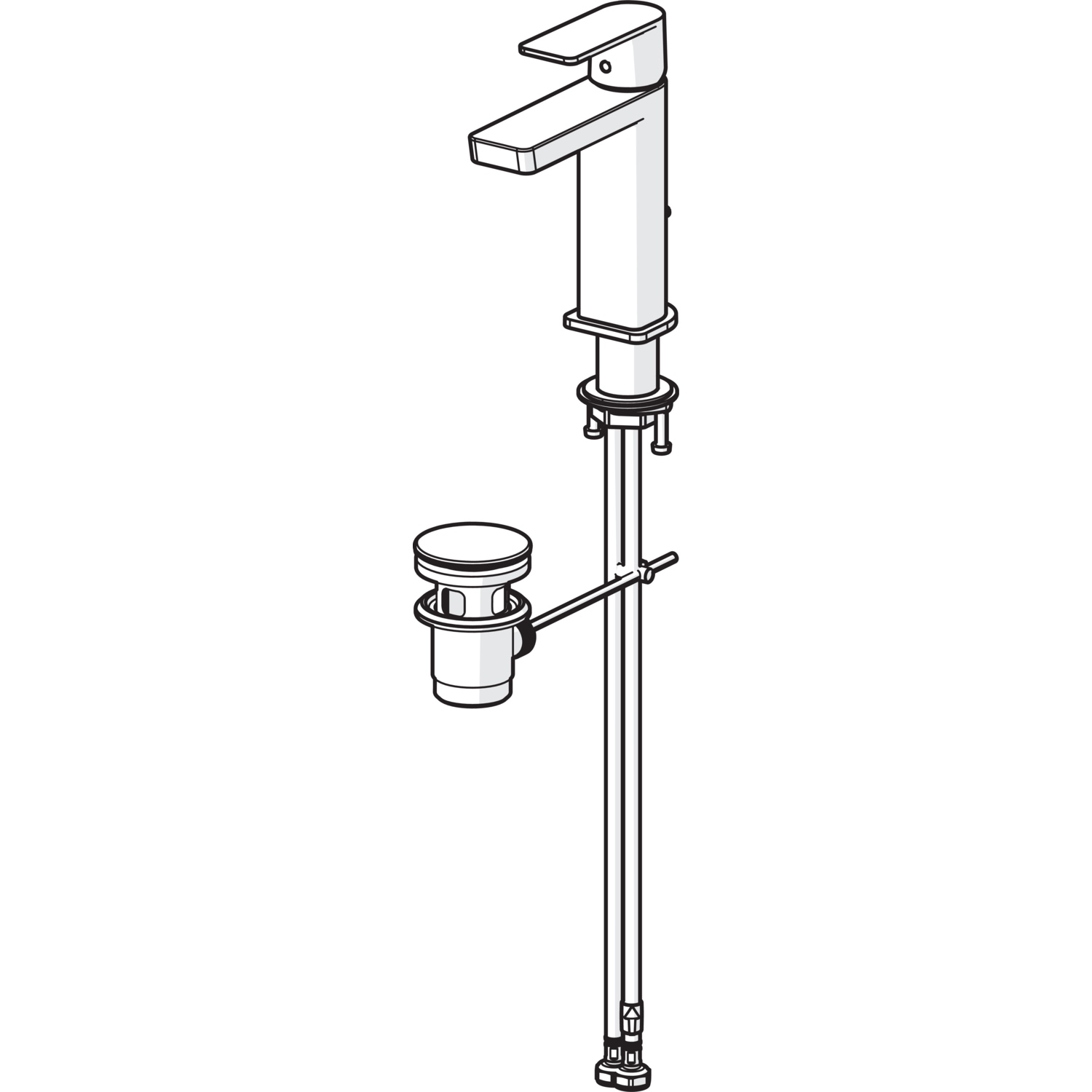 HA Einhebelmischer Waschtischbatterie HANSASTELA 5718 Ablaufgarnitur mit Zugstange Ausladung 174mm Chrom