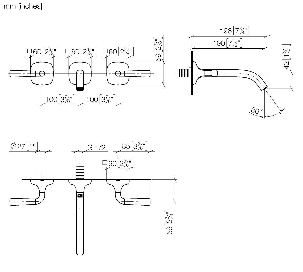Dornbracht COYA Waschtisch-Wandbatterie ohne Ablaufgarnitur Chrom, Ausladung 190 mm, starrer Auslauf, runder luftangereicherter Strahl, Bohrungsdurchmesser 35 mm, Rosette 60 x 60 mm, max. Durchfluss 4,5 l/min Dornbracht COYA Waschtisch-Wandbatterie ohne Ablaufgarnitur Chrom, Ausladung 190 mm, starrer Auslauf, runder luftangereicherter Strahl, Bohrungsdurchmesser 35 mm, Rosette 60 x 60 mm, max. Durchfluss 4,5 l/min
