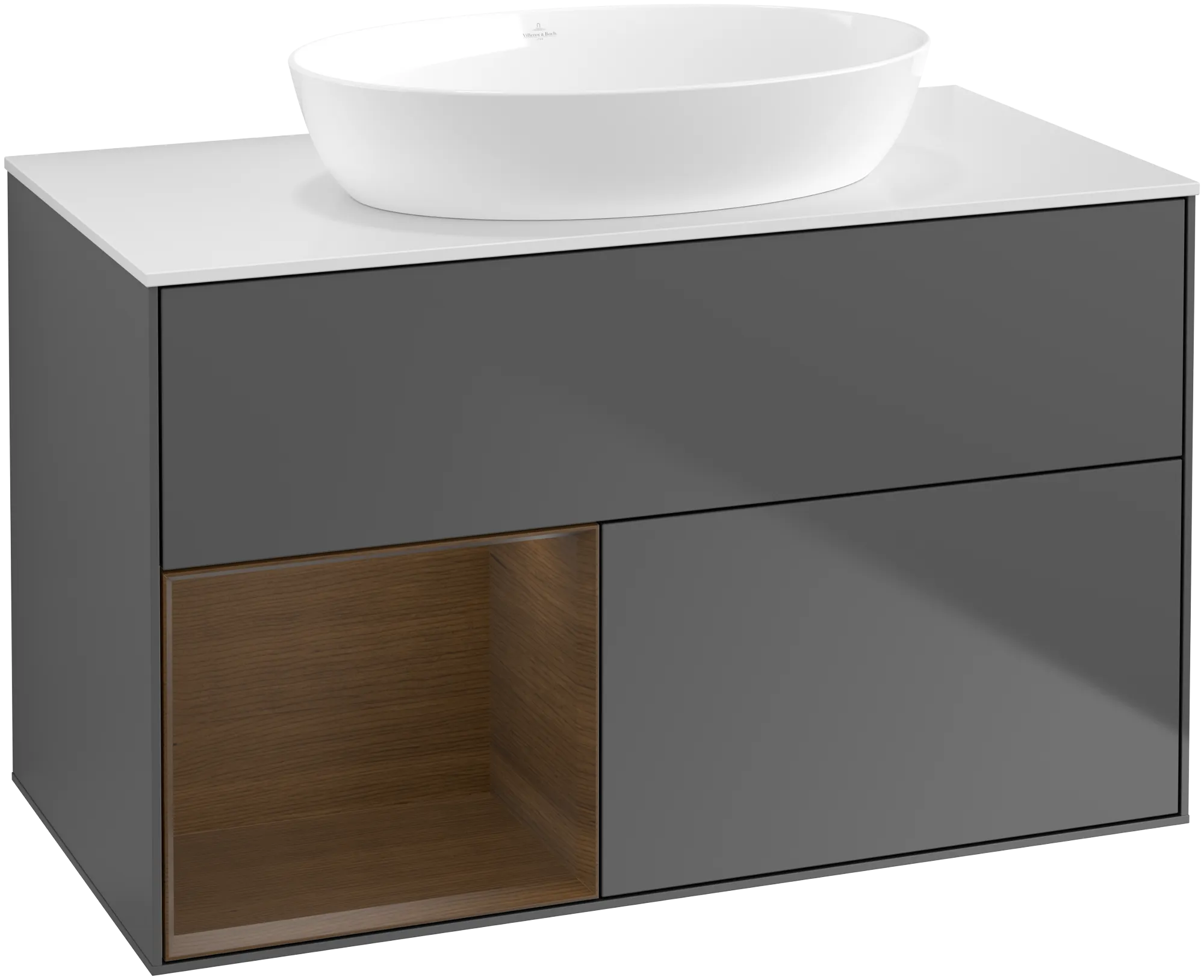 Villeroy & Boch Finion Waschbeckenunterschrank GA1 1000x603x501mm Anthracite Matt/Lacquer/Walnut Veneer/Glass White Matt