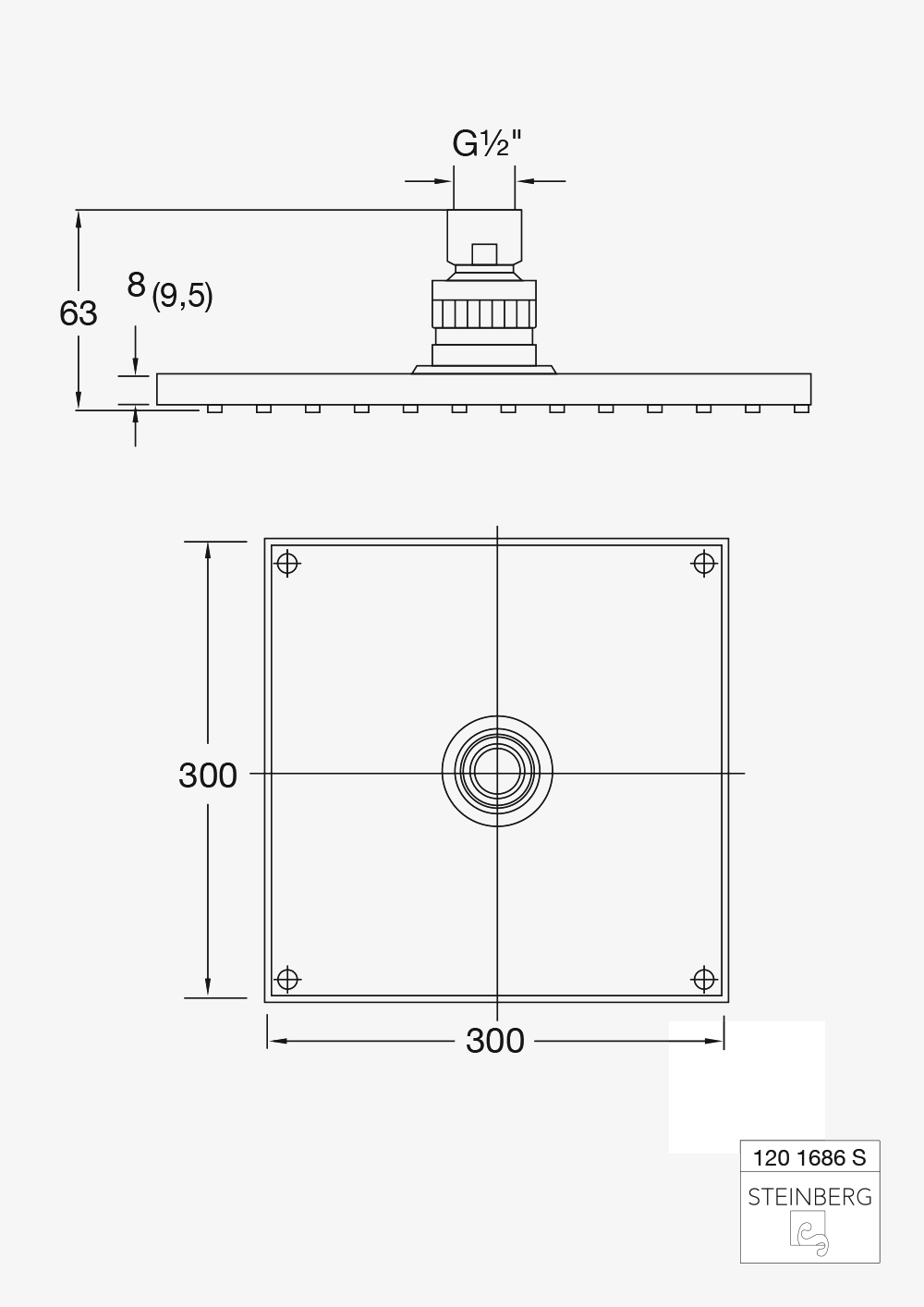 Serie 120 Regenbrause 30 × 30 × 0,8 cm Serie 120 Regenbrause 30 × 30 × 0,8 cm