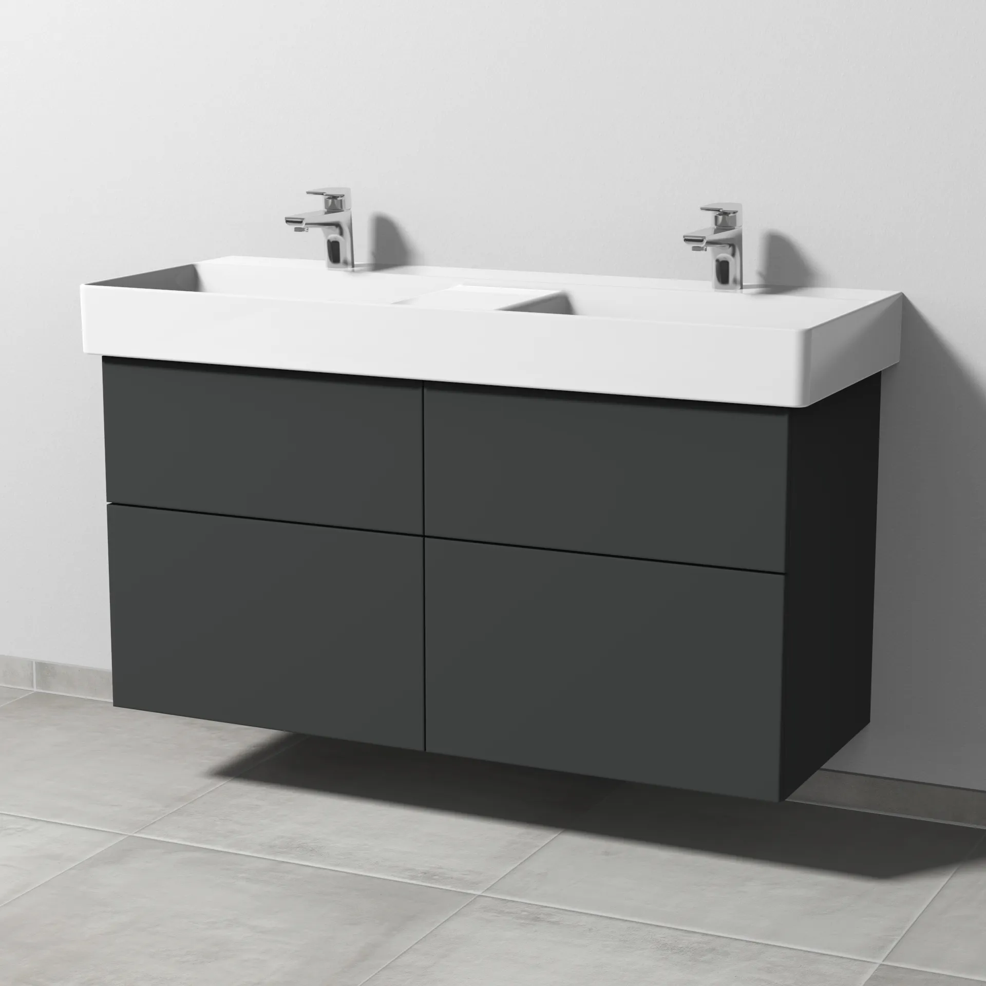 Sanipa Waschtischunterschrank „3way“ passend zu Keramik-Waschtische Dura Square von Duravit 1140 × 588 × 447 mm in Graphit (matt)