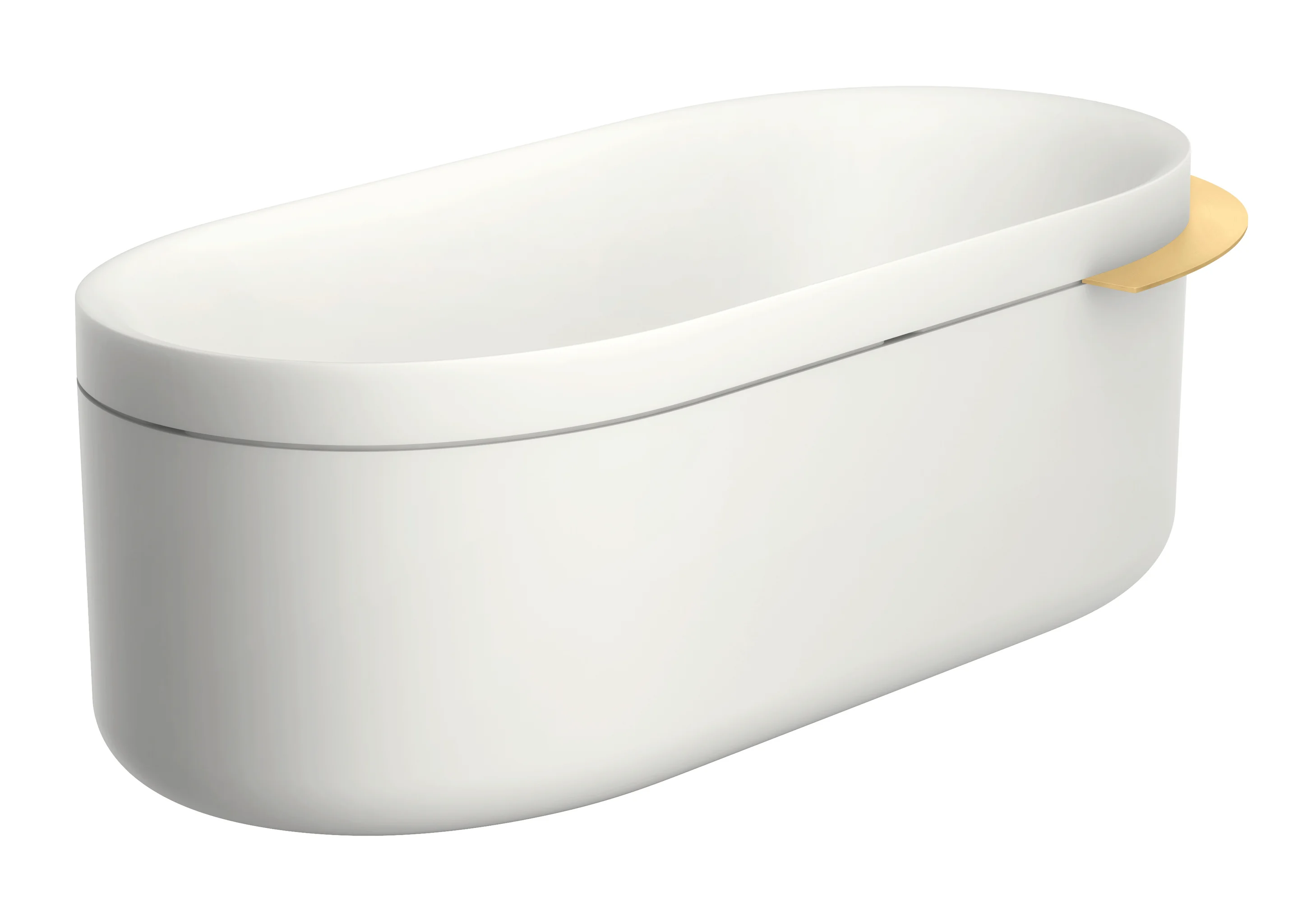 Hansgrohe AXOR Suite Badewanne 1900/850 mm Brushed Gold Optic freistehend mit Überlauf, Push-Open Ablaufgarnitur, SolidSurface, 14 mm stark, Liegefläche 1685 x 627 mm