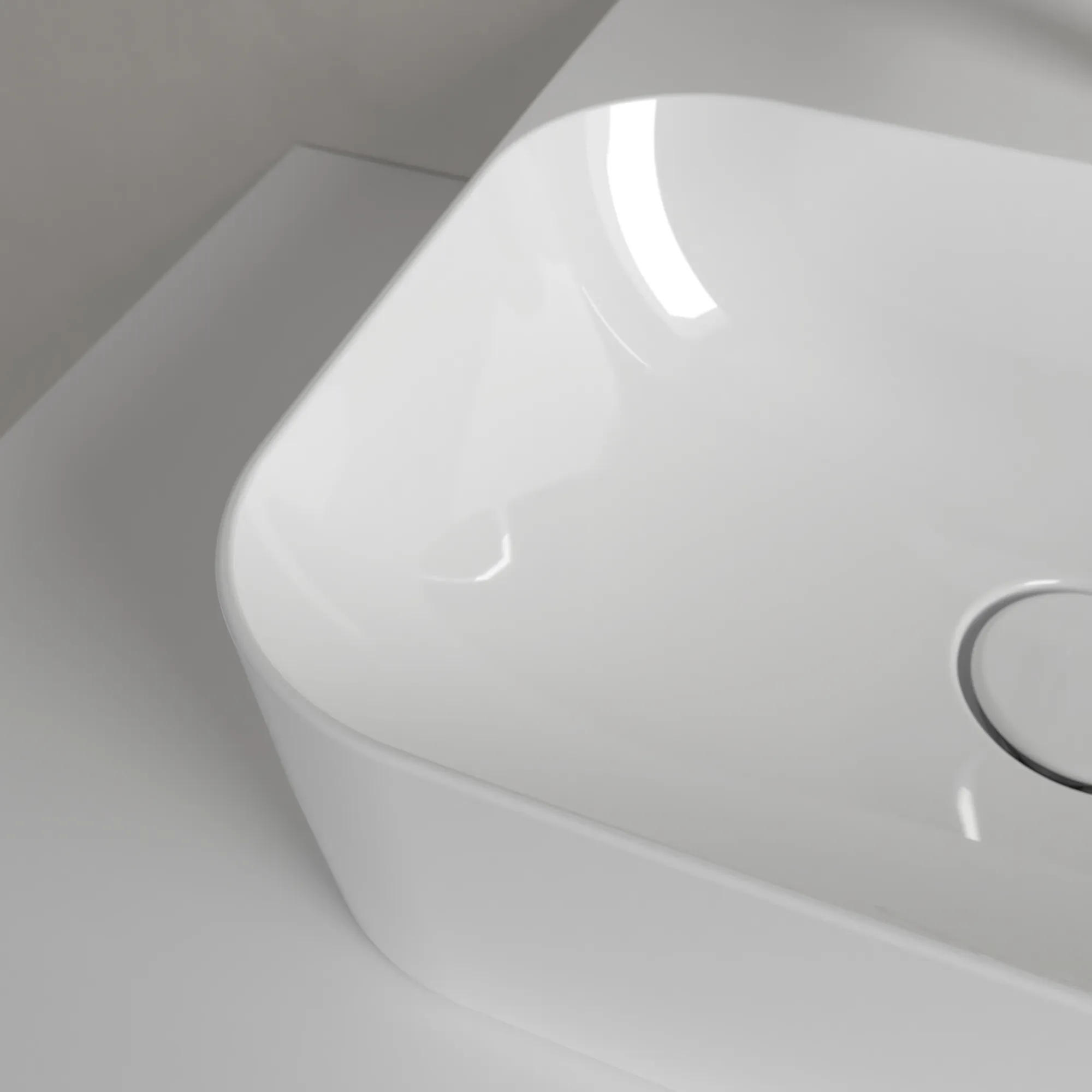 Villeroy & Boch Handwaschbecken aus TitanCeram geschliffen „Finion“ 430 × 390 × 140 mm, mit Hahnlochbohrung, Hahnlochposition mittig in Weiß Alpin, mit CeramicPlus Villeroy & Boch Handwaschbecken aus TitanCeram geschliffen „Finion“ 430 × 390 × 140 mm, mit Hahnlochbohrung, Hahnlochposition mittig in Weiß Alpin, mit CeramicPlus