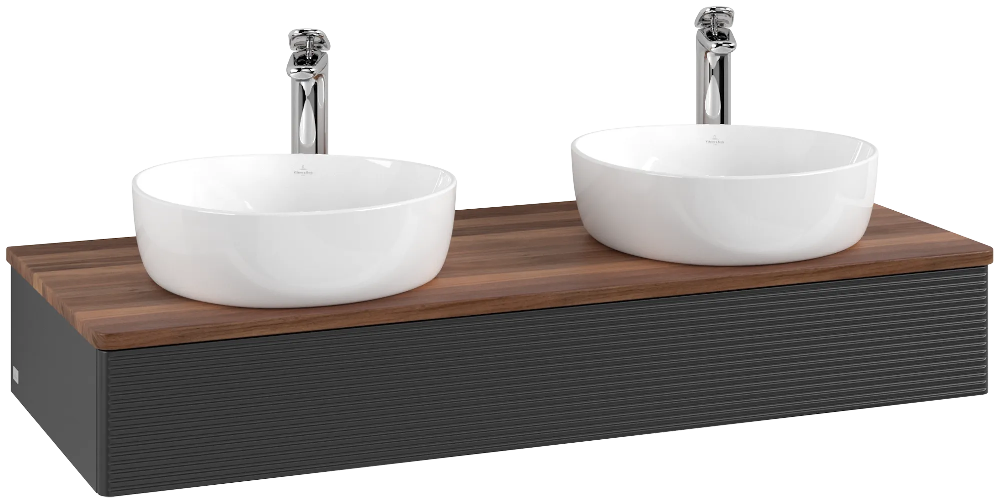 Villeroy & Boch Antao Waschbeckenunterschrank K13_5, 1200 x 190 x 500 mm, Black Matt Lacquer / Warm Walnut