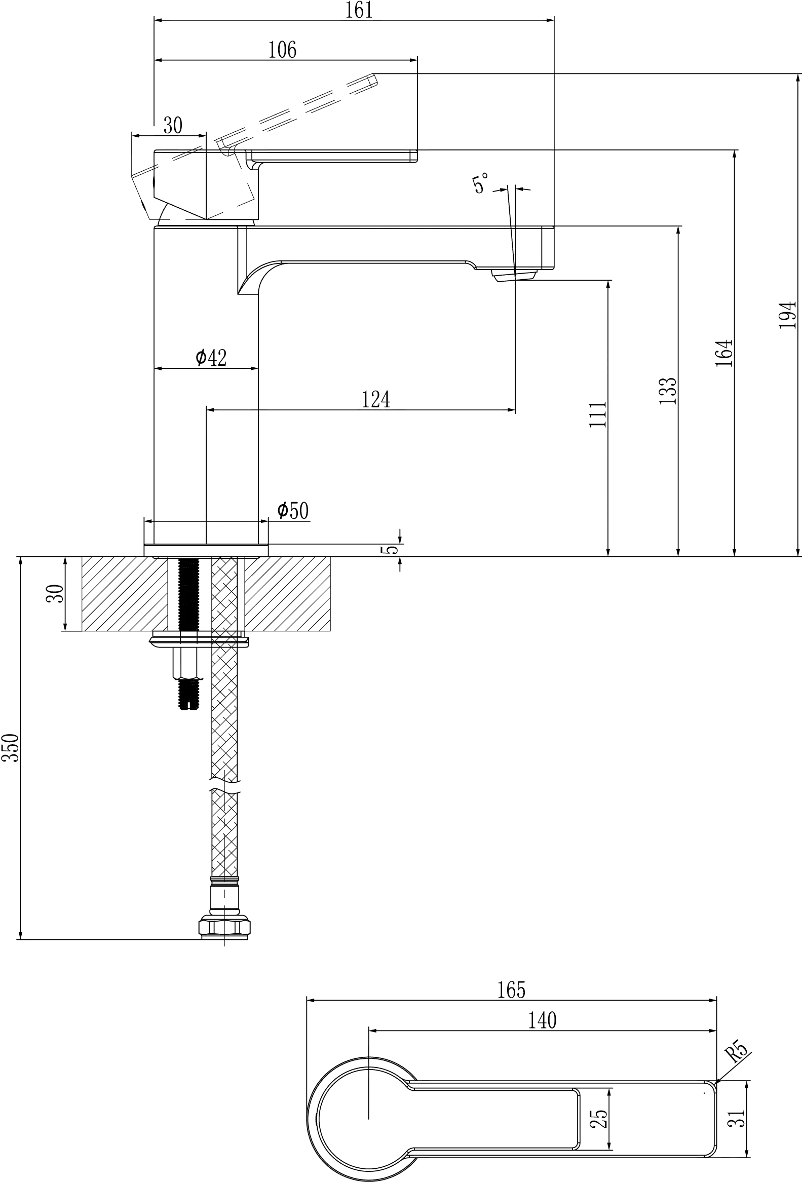 Einhand-Waschtischarmatur „Architectura“ 16,1 cm Ausladung 124 mm in Chrom Einhand-Waschtischarmatur „Architectura“ 16,1 cm Ausladung 124 mm in Chrom