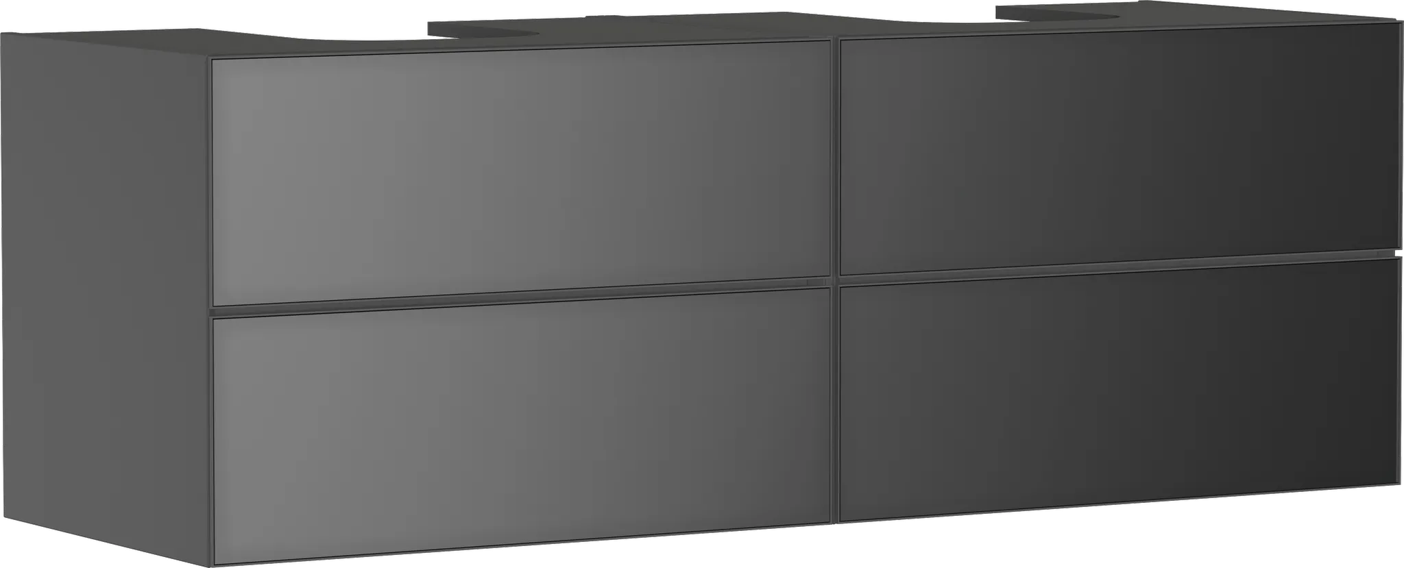 Xevolos E Waschtischunterschrank Schiefergrau Matt 1570/550 mit 4 Schubkästen für Konsolen mit 2 Aufsatzwaschtischen geschliffen Bronze Struktur