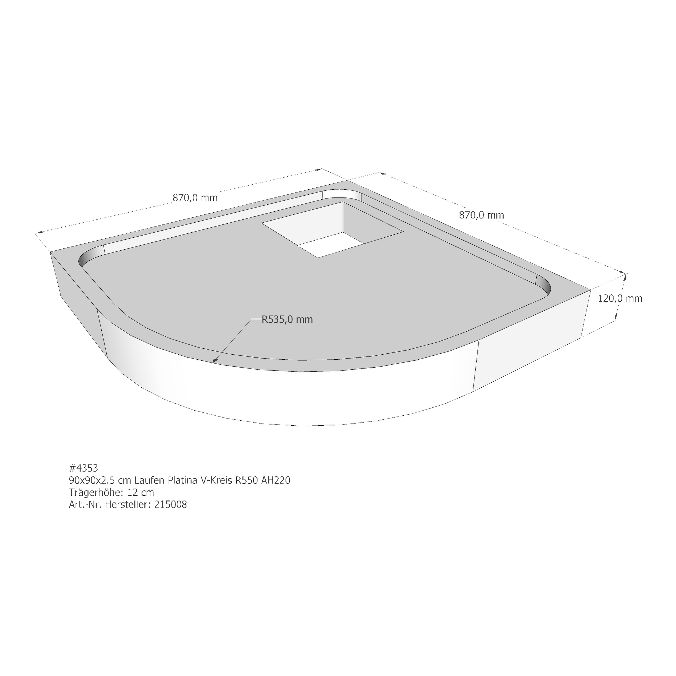 Duschwannenträger für Laufen Platina 90 × 90 × 2,5 cm Duschwannenträger für Laufen Platina 90 × 90 × 2,5 cm