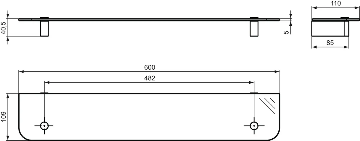 Ideal Standard Ablage „Connect“ in Befestigung verdeckt 4,1 × 11 cm