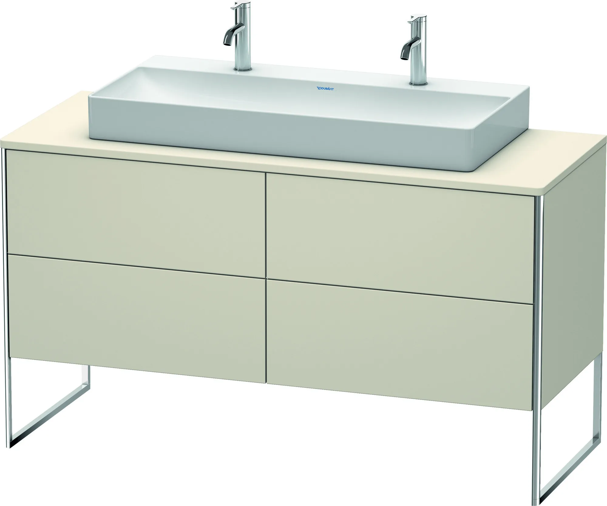 Duravit Waschtischunterschrank bodenstehend „XSquare“ 140 × 77,8 × 54,8 cm Taupe Matt