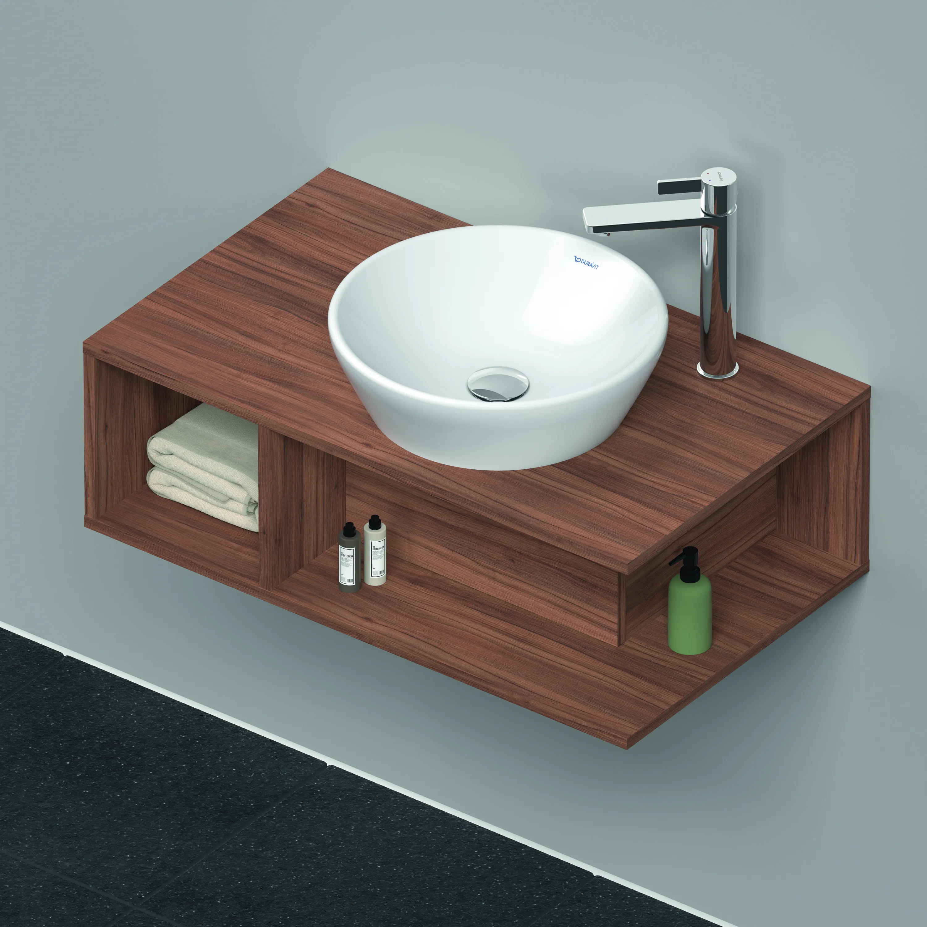 Duravit Waschtischunterschrank wandhängend „D-Neo“ 80 × 26 × 48 cm Nussbaum Natur