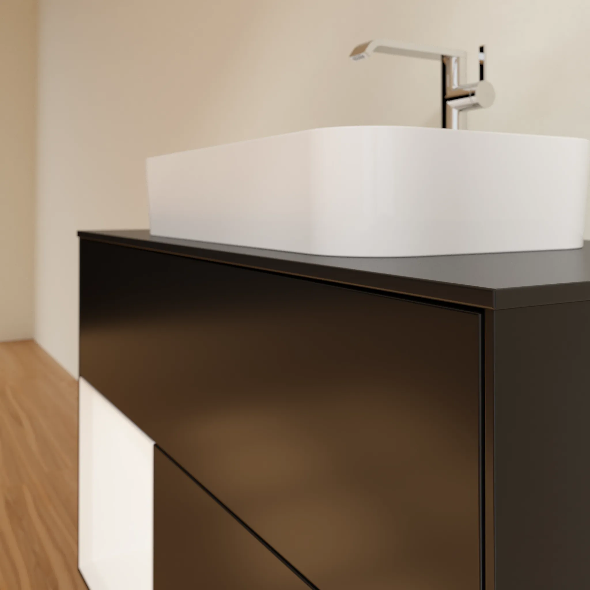 Villeroy & Boch Waschbeckenunterschrank Finion F24, 1000 x 603 x 501 mm, Black Matt Lacquer, mit Beleuchtung und Push-to-open Funktion Villeroy & Boch Waschbeckenunterschrank Finion F24, 1000 x 603 x 501 mm, Black Matt Lacquer, mit Beleuchtung und Push-to-open Funktion