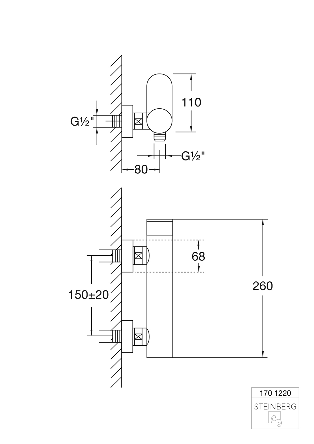 Serie 170 Brause-Einhebelmischbatterie 1/2 mit absperrbaren S-Anschlüssen Serie 170 Brause-Einhebelmischbatterie 1/2 mit absperrbaren S-Anschlüssen