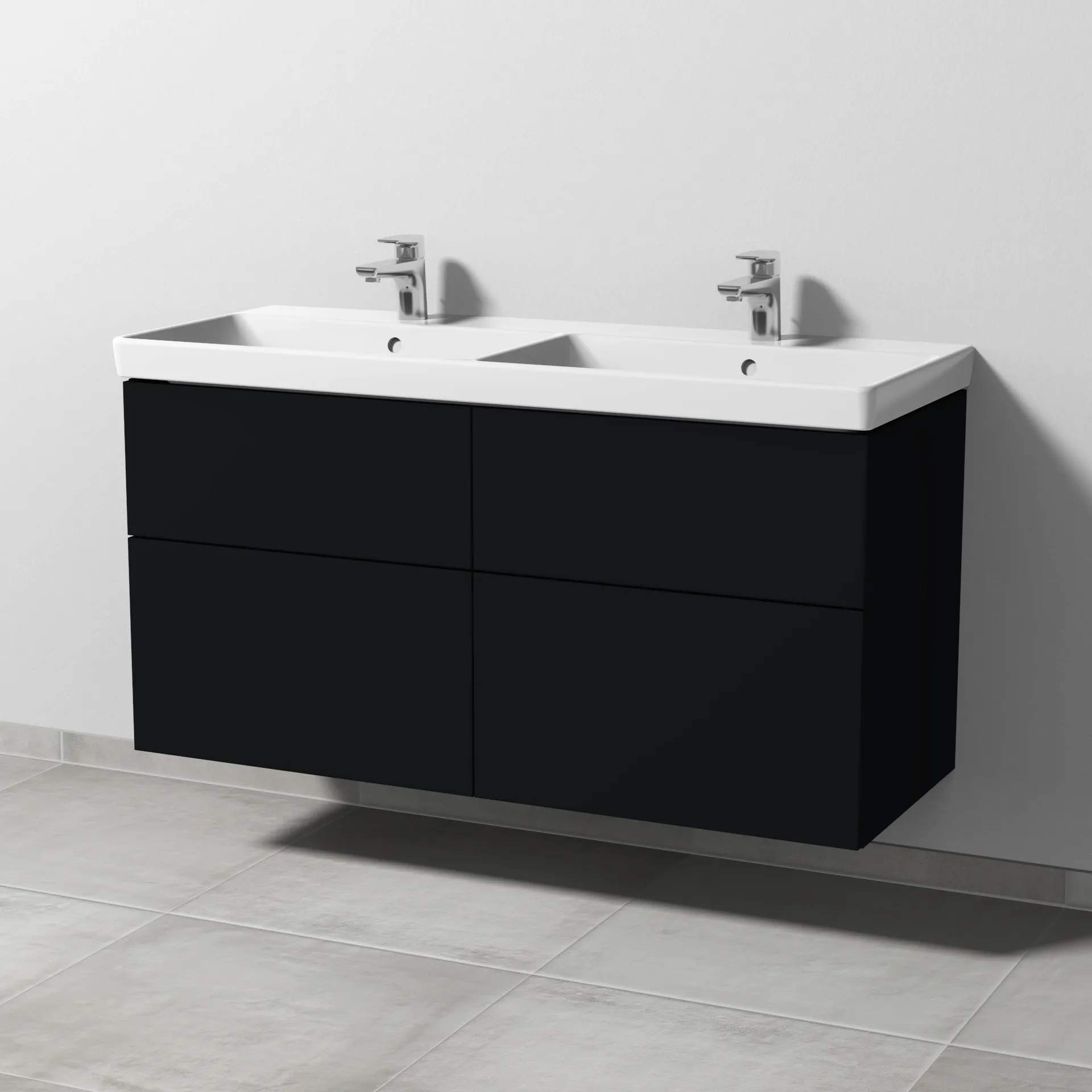 Sanipa Waschtischunterschrank „3way“ passend zu Keramik-Waschtische Avento von Villeroy & Boch 1180 × 580 × 452 mm in Schwarz (matt)