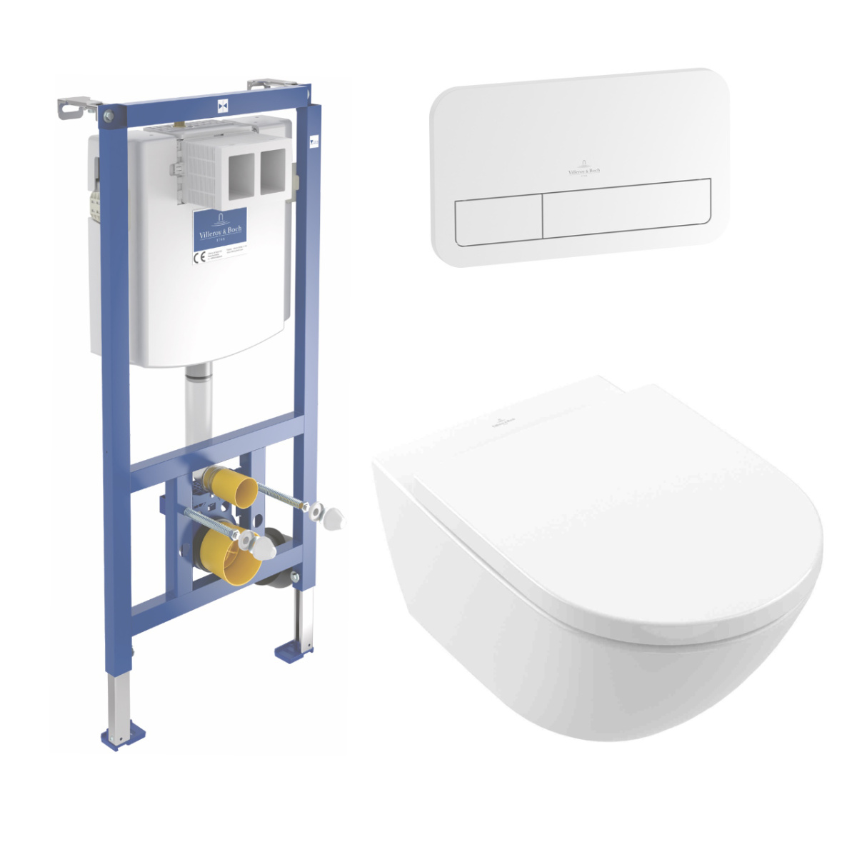 Set-Vorwandelement mit WC-Combi-Pack und Betätigungsplatte, ohne Spülrand in alpinweiß Set-Vorwandelement mit WC-Combi-Pack und Betätigungsplatte, ohne Spülrand in alpinweiß