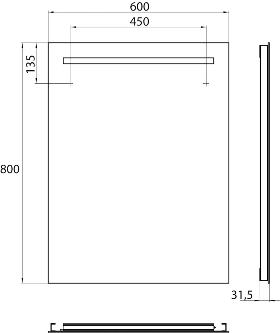 Lichtspiegel MI 100, 600 x 800 mm4000K, Raumschaltung IP 44