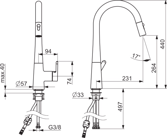 HA Einhebelmischer Küchenarmatur HANSADESIGNO Style 5136 Ausladung 200 mm DN15 Chrom