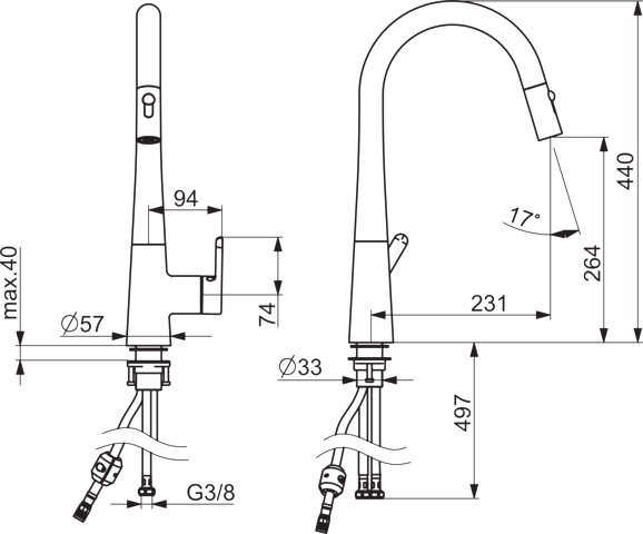 Hansa Einhand-Küchenarmatur „Designo Style“ Ausladung 231 mm in chrom Hansa Einhand-Küchenarmatur „Designo Style“ Ausladung 231 mm in chrom