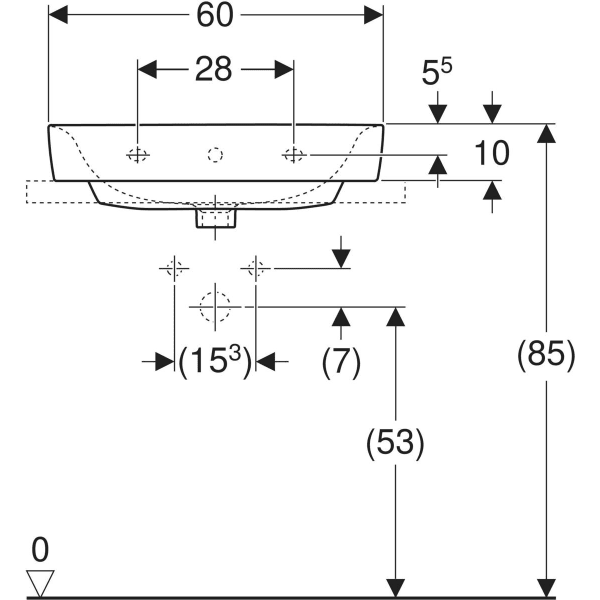 Aufsatzwaschtisch „Renova Plan“, rechteckig 60 × 48 cm in weiß alpin Aufsatzwaschtisch „Renova Plan“, rechteckig 60 × 48 cm in weiß alpin