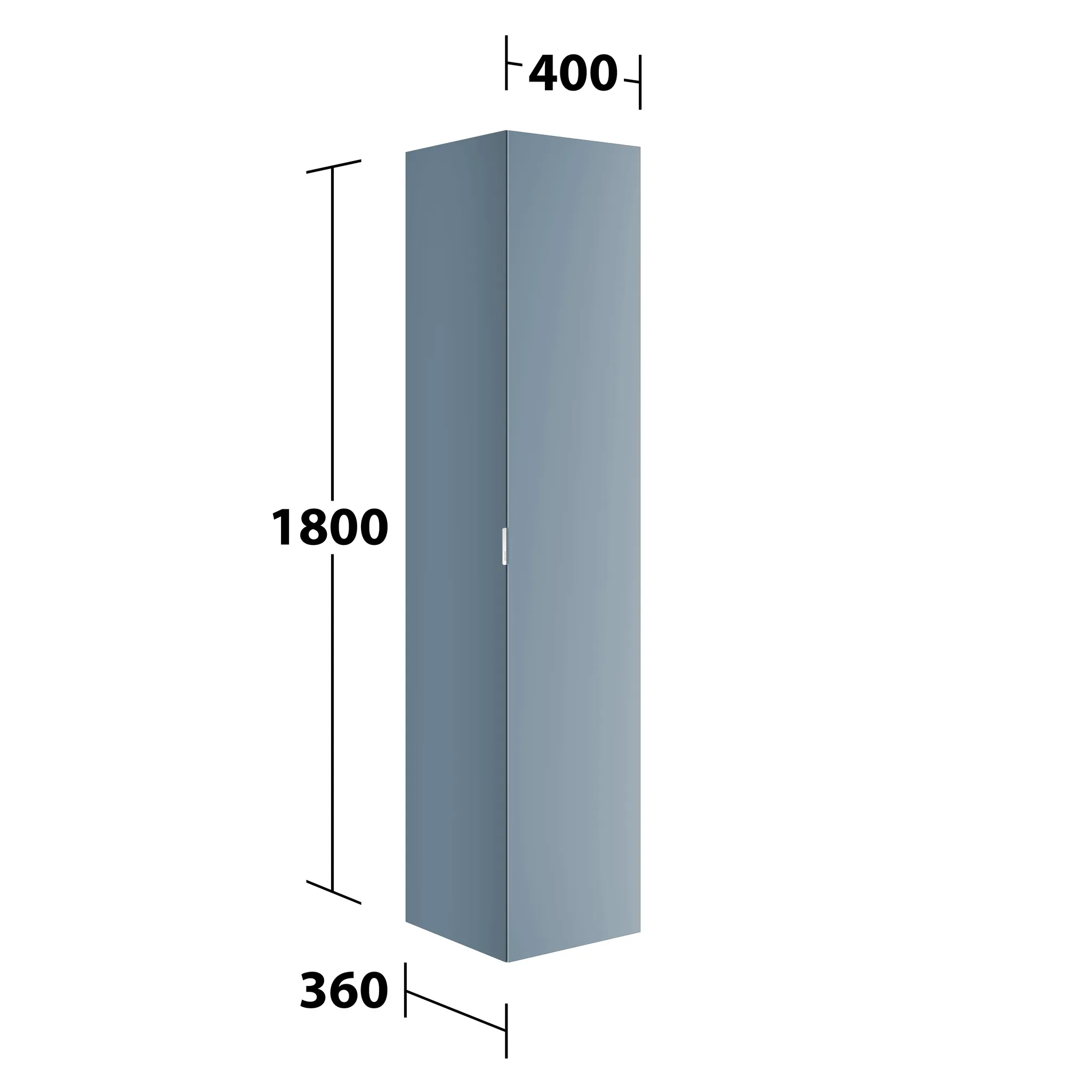 KEUCO Hochschrank „Edition 11 Art“ Blue Satin (Lack, seidenmatt), Blue Satin (Lack, seidenmatt), Anschlag rechts, mit Steckdose 400 × 1800 × 360 mm