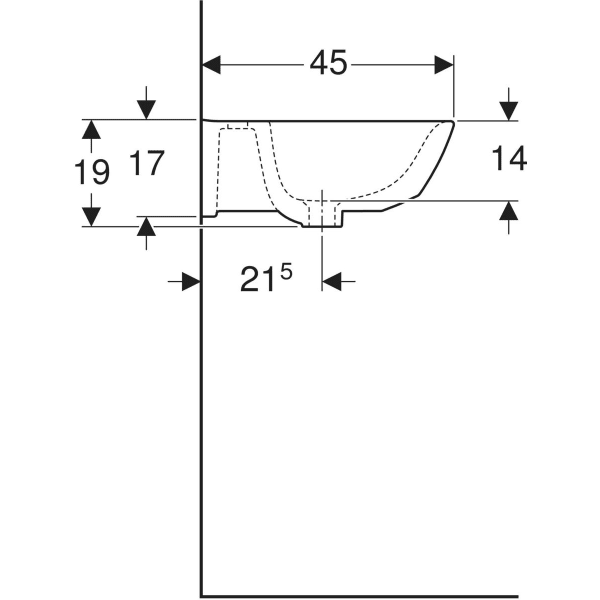 Wandwaschtisch „Renova“, ohne Überlauf, Hahnlochposition mittig 55 × 45 cm in weiß alpin Wandwaschtisch „Renova“, ohne Überlauf, Hahnlochposition mittig 55 × 45 cm in weiß alpin