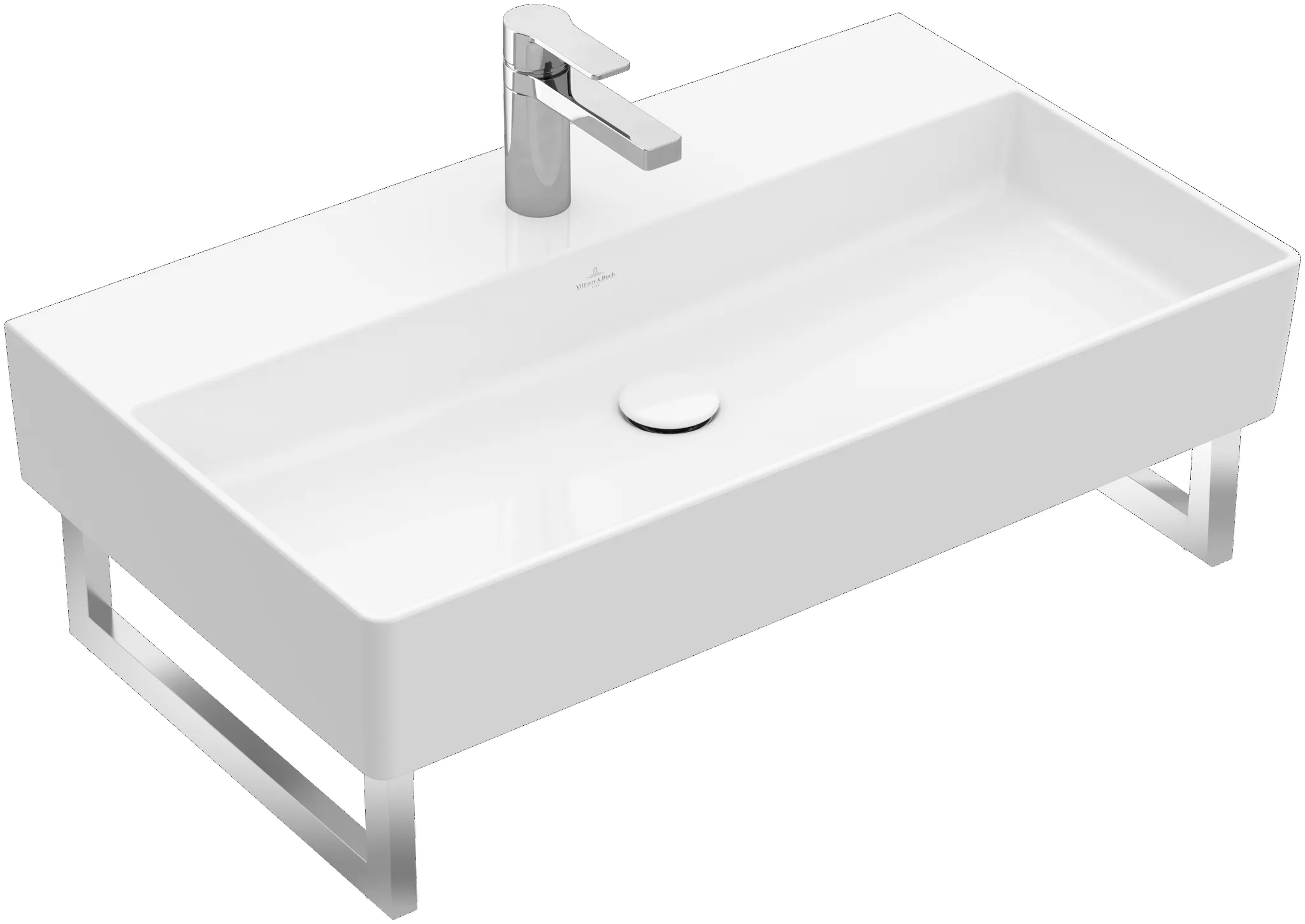 Villeroy & Boch Memento 2.0 Waschbecken 800x470mm, Rechteck, TitanCeram, 1HL. ohne Überlauf, Weiß Alpin