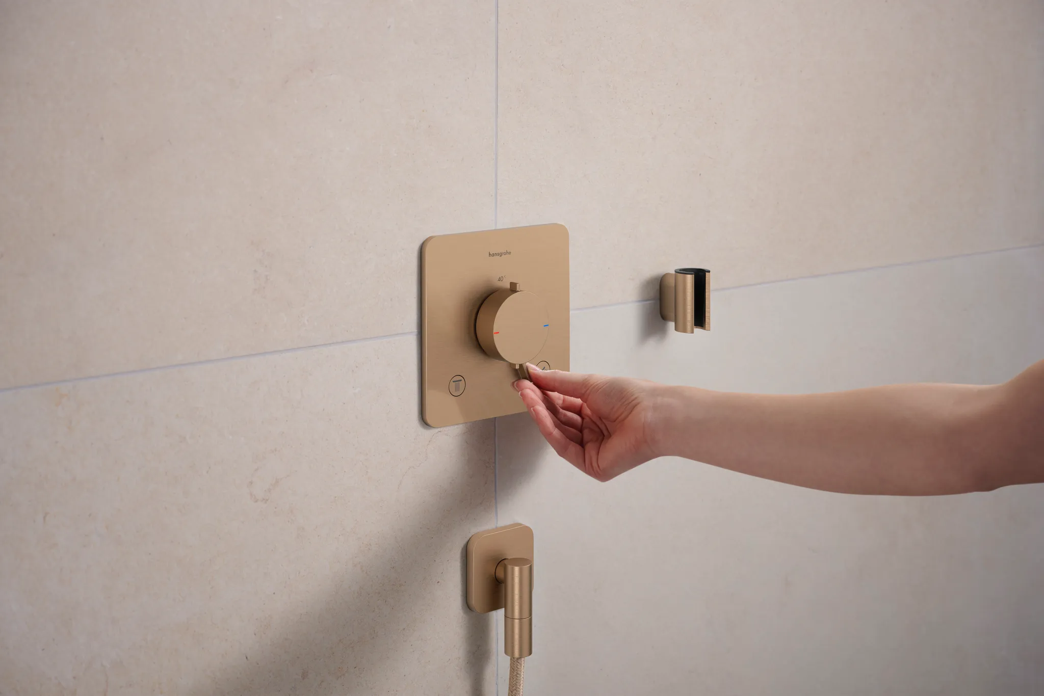Hansgrohe Unterputz-Armatur „Ecostat Comfort Q“ Ausladung 0 mm in Brushed Bronze