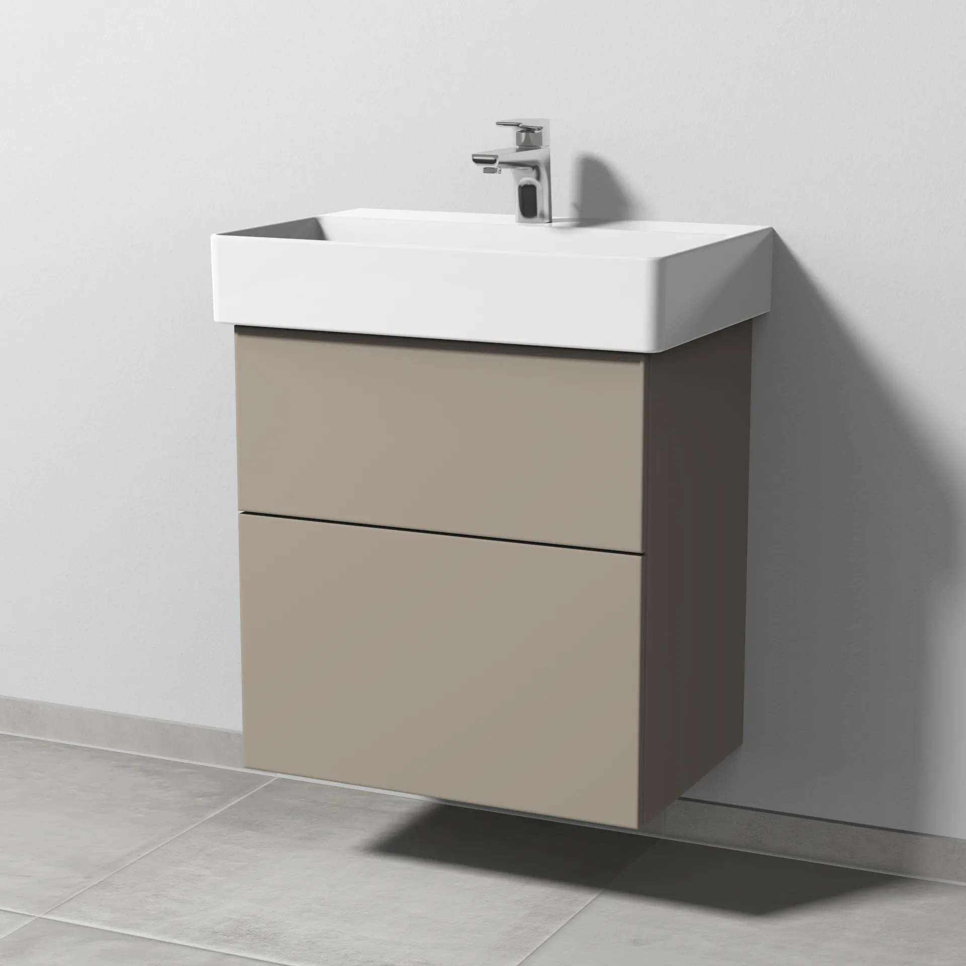 Sanipa Waschtischunterschrank „3way“ passend zu Keramik-Waschtische Dura Square von Duravit 550 × 588 × 377 mm in Sandgrau (matt)