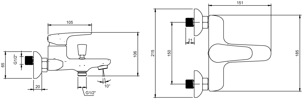 Villeroy & Boch Newo Einhebel-Badewannenarmatur TVT113001000, 215x106 mm, Chrom Villeroy & Boch Newo Einhebel-Badewannenarmatur TVT113001000, 215x106 mm, Chrom