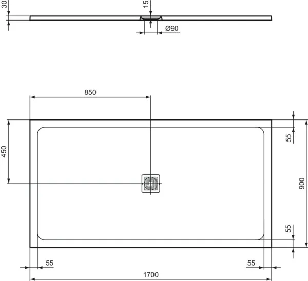 Ideal Standard Duschwanne „UltraFlatS+“ 90 × 170 cm in Quarzgrau Ideal Standard Duschwanne „UltraFlatS+“ 90 × 170 cm in Quarzgrau