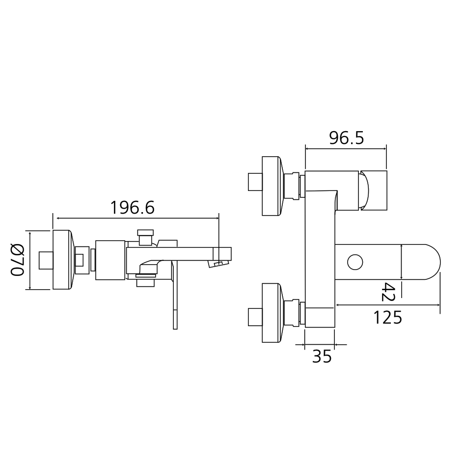 Wannenfüll- und Brause-Einhandbatterie AqvaPlus - S-Anschlüsse mit Rosetten - automatische Umstellung - eigensicher - Kartusche mit keramischen Dichtscheiben - Heisswassersperre - Wassermengendurchflussregulierung - PA-IX 19262/IIBB - chrom
