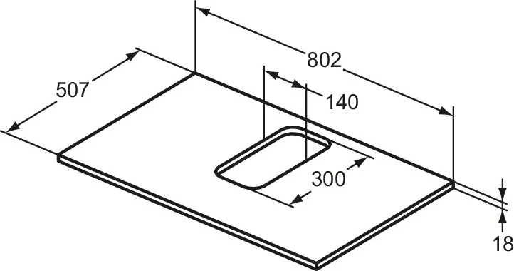 Waschtischplatte i.life B mittiger Ausschnitt für ein Wand-Waschtisch 802x507x18mm Weiß matt Waschtischplatte i.life B mittiger Ausschnitt für ein Wand-Waschtisch 802x507x18mm Weiß matt