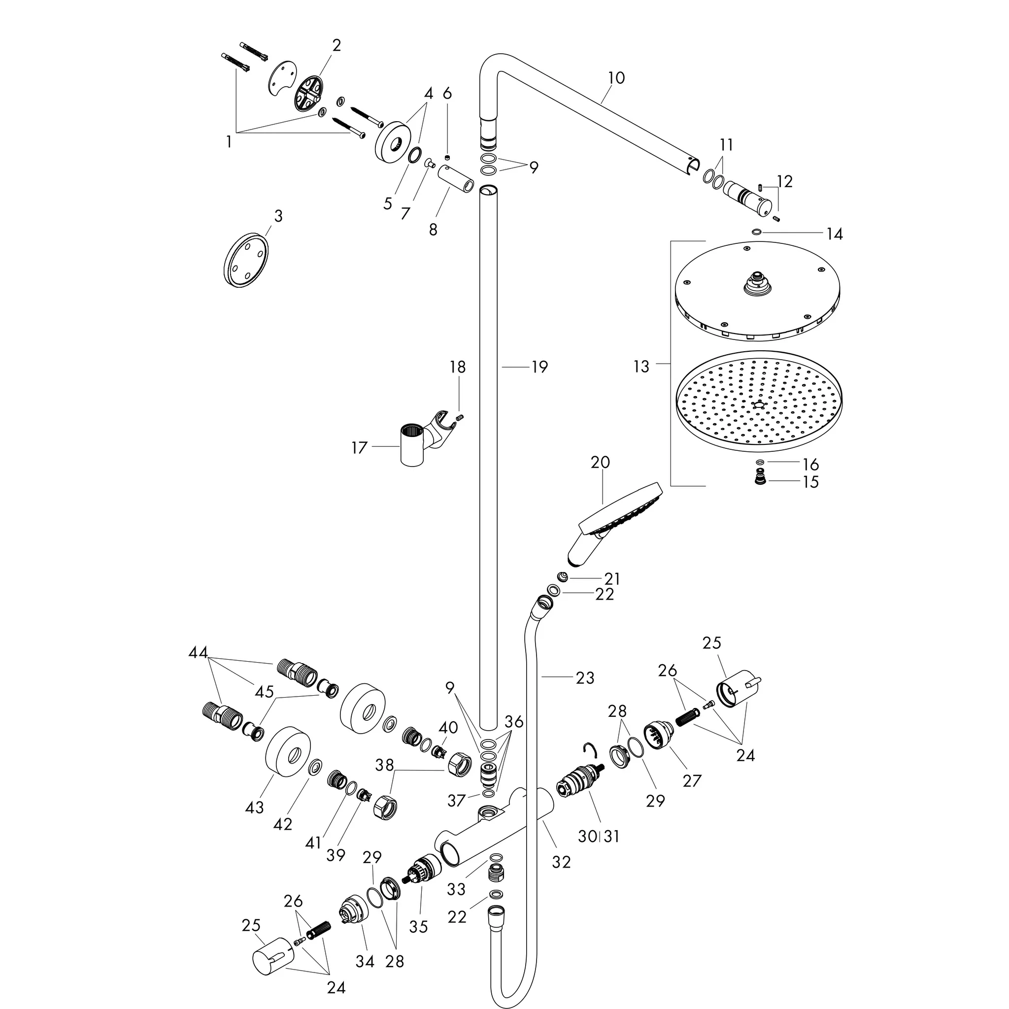 Hansgrohe Raindance Select S Showerpipe 240 1jet PowderRain mit Thermostat, Brushed Bronze
