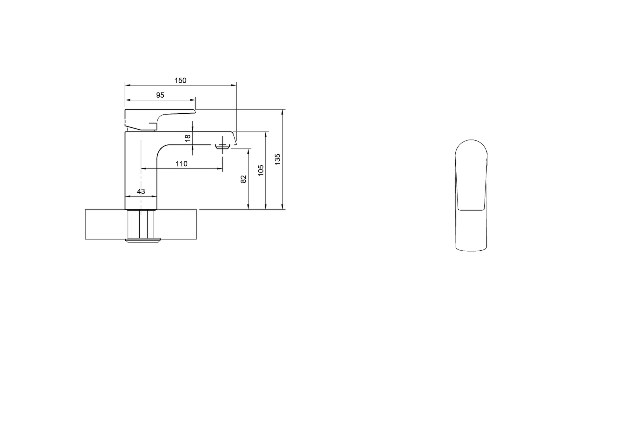 Einhand-Waschtischarmatur „Liberty“ 15 cm Ausladung 110 mm in Chrom Einhand-Waschtischarmatur „Liberty“ 15 cm Ausladung 110 mm in Chrom