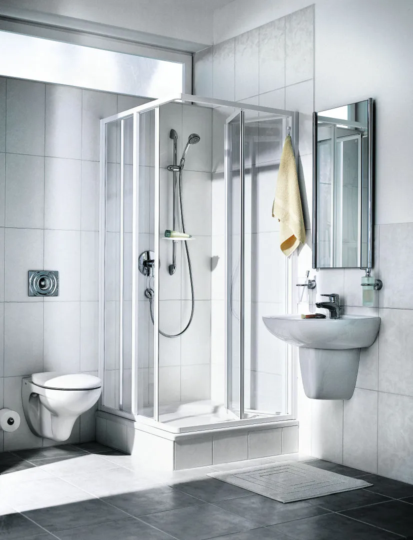 Kermi Duschdesign IBIZA 2000, Eckeinstieg 2-teilig (Falttür) - Halbteil, Silber Mattglanz, H 1750 mm