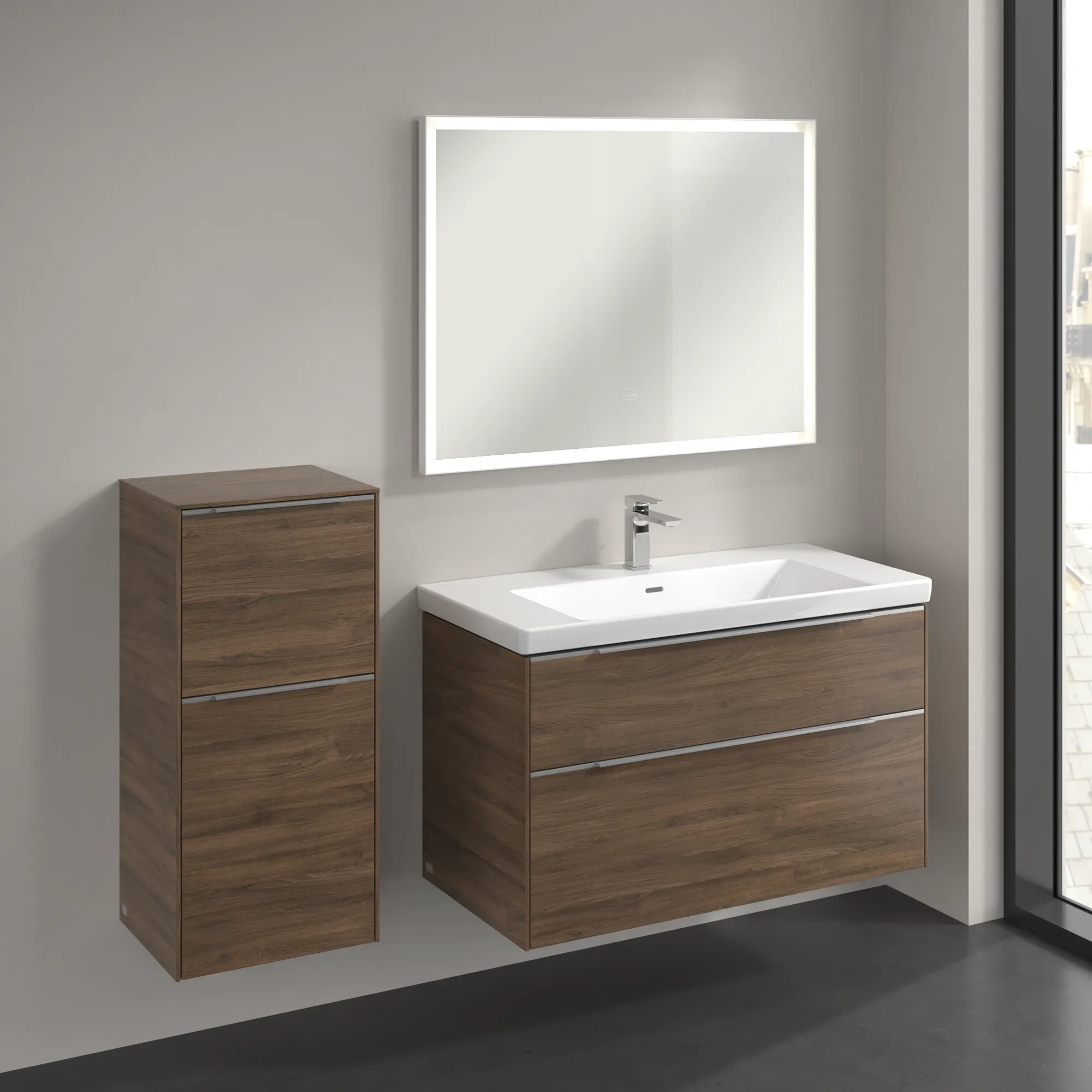 Villeroy & Boch Seitenschrank „Subway 3.0“ 40 × 86 × 36,2 × 36,2 cm 1 Auszug, 1 Tür, Anschlag (Scharnier) links, 1 Tür, Anschlag links