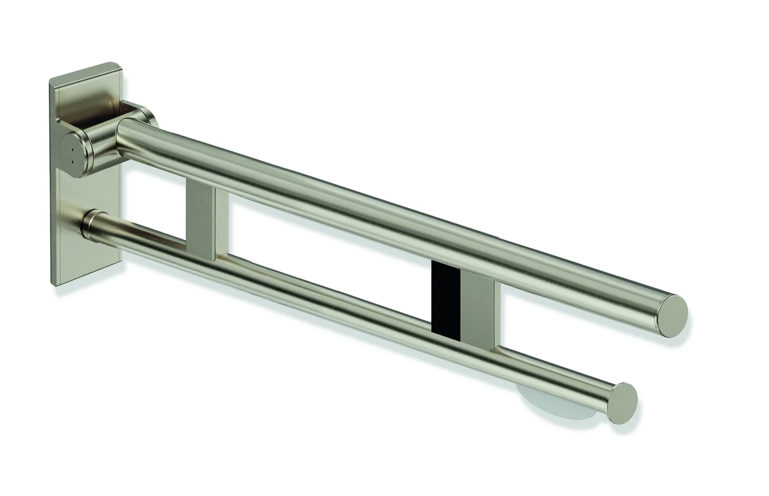 HEWI System 900 Mobiler Stützklappgriff Duo, Design A, Edelstahl PVD, 700 mm Ausladung
