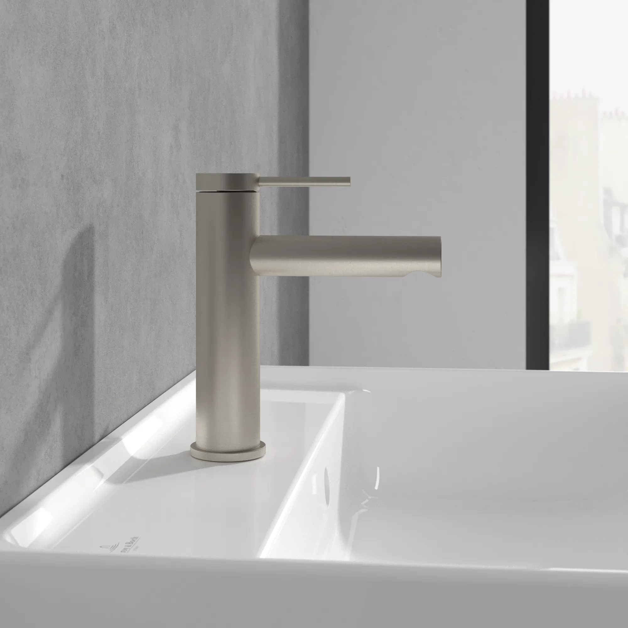 Villeroy & Boch Einhebel-Waschtischarmatur Loop & Friends, Brushed Nickel Matt, 45 x 149 x 166 mm, SmartPressure, AirPlus Villeroy & Boch Einhebel-Waschtischarmatur Loop & Friends, Brushed Nickel Matt, 45 x 149 x 166 mm, SmartPressure, AirPlus