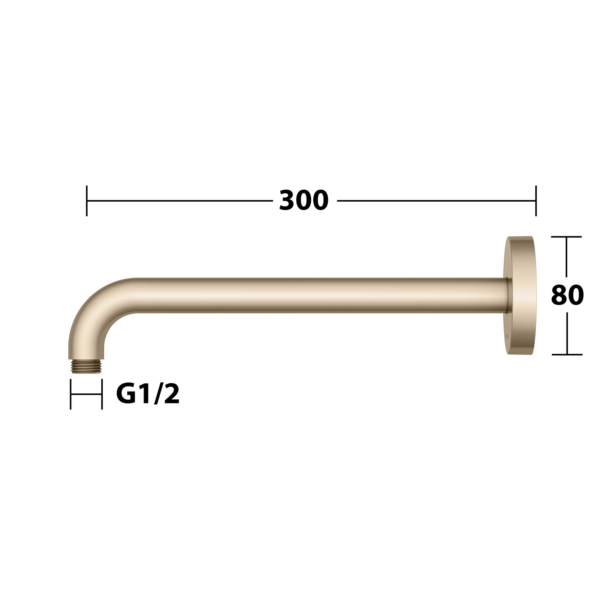 Elegance 51688030300 Brausearm Wandanschluß rund 300 mm Bronze gebürstet