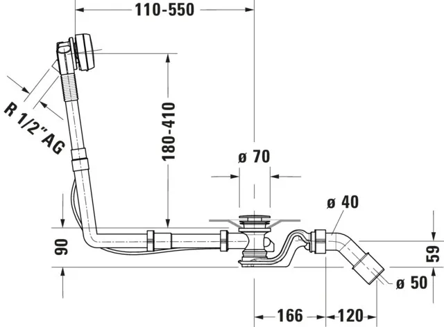 Duravit Ab- und Überlaufgarnitur für Badewannen mit Zulauf Modell 792217 Duravit Ab- und Überlaufgarnitur für Badewannen mit Zulauf Modell 792217