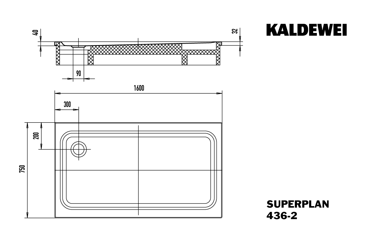 SUPERPLAN CLASSIC mit Wannenträger Duschwanne, 436-2 750x1600mm alpinweiß, mit Wannenträger