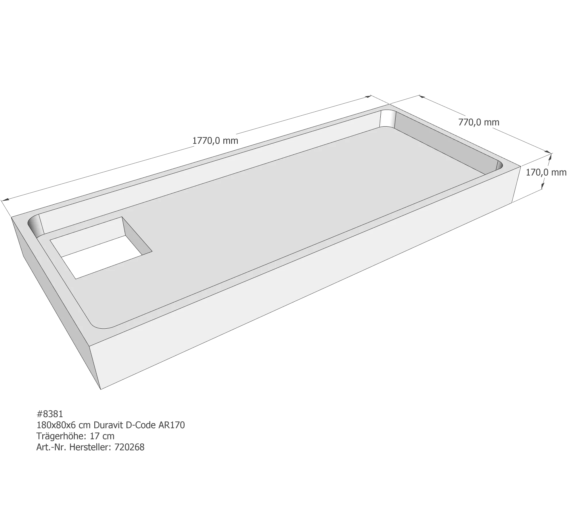 Badewannenträger passend für Duravit Starck 150 × 70 × 46 cm Badewannenträger passend für Duravit Starck 150 × 70 × 46 cm