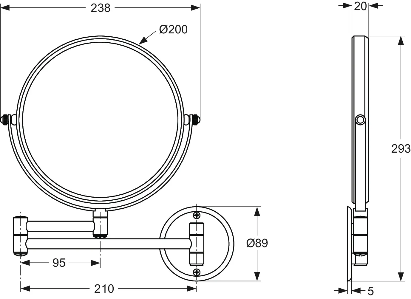 Ideal Standard Kosmetikspiegel „IOM“ ⌀ 200 mm