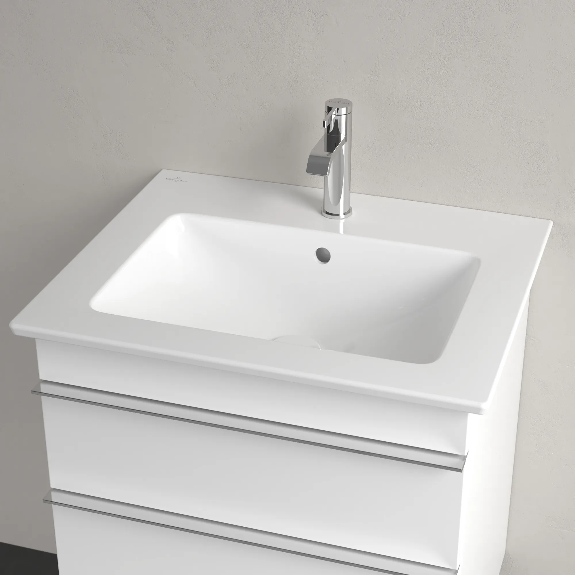 Villeroy & Boch Wandwaschtisch „Venticello“ 600 × 505 × 165 mm, für Becken mittig, mit Hahnlochbohrung, Hahnlochposition mittig in Weiß Alpin Villeroy & Boch Wandwaschtisch „Venticello“ 600 × 505 × 165 mm, für Becken mittig, mit Hahnlochbohrung, Hahnlochposition mittig in Weiß Alpin