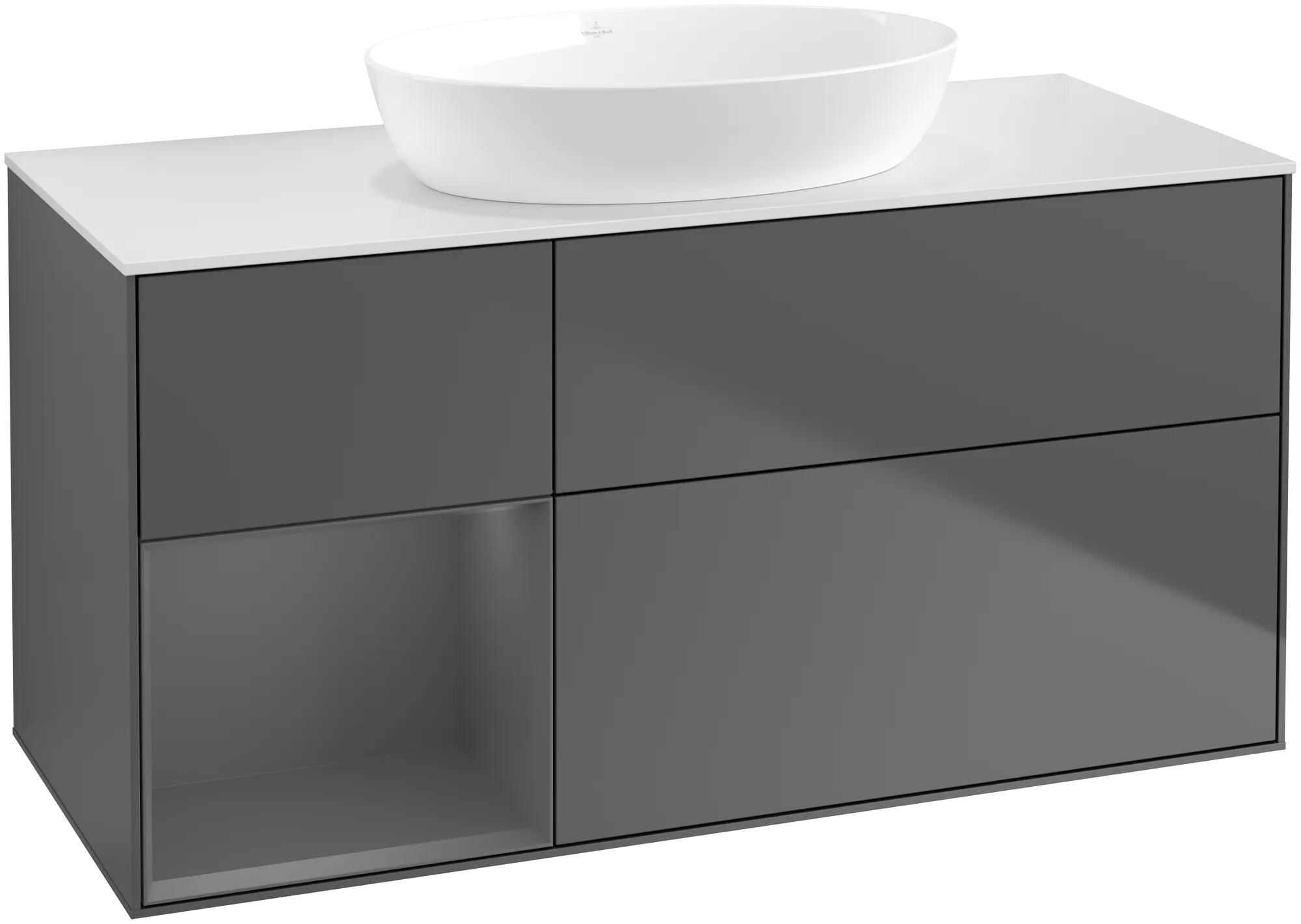 Villeroy & Boch Finion Waschbeckenunterschrank GA6 1200x603x501mm Anthrazit Matt/Glas Weiss