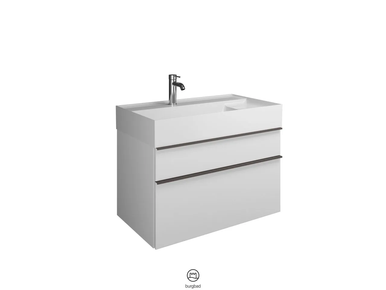 burgbad Yumo PG1 Mineralguss-Waschtisch inkl. WTU SFKN082, 470x815x610