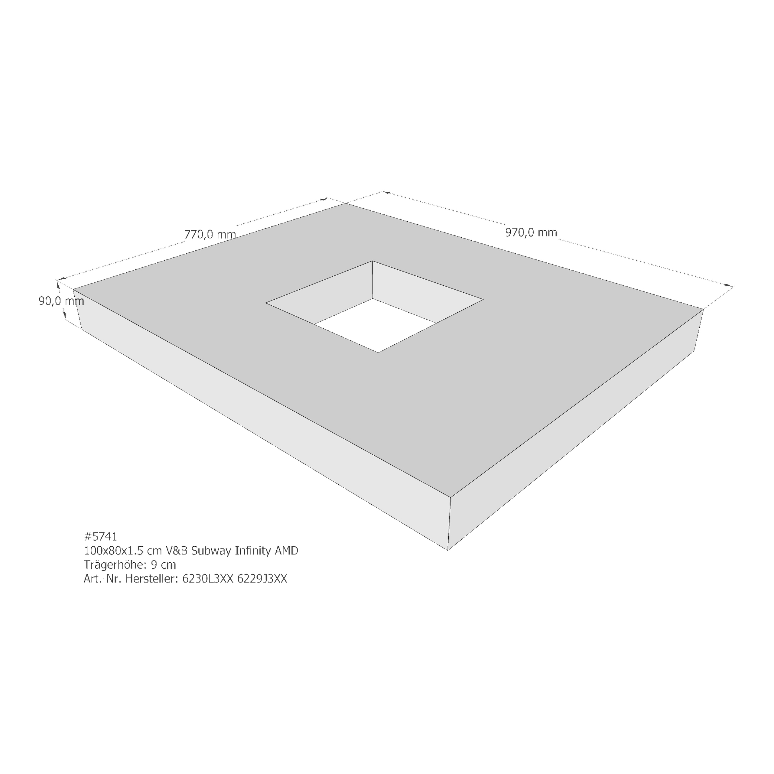 Duschwannenträger für Villeroy & Boch Subway Infinity 100 × 80 × 1,5 cm