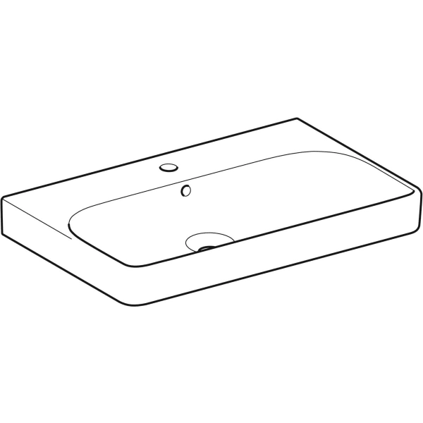 Wandwaschtisch „Smyle Square“, rechteckig, mit Überlauf, Hahnlochposition mittig 75 × 48 cm